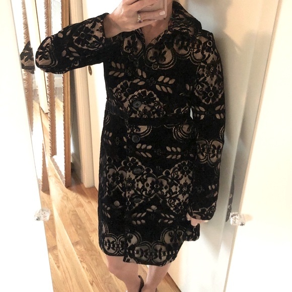 Anthropologie Black Lace Velvet Coat - Picture 8 of 12